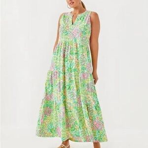Lilly Pulitzer Sydnee Maxi in Fauna Green Lime NWT, size L